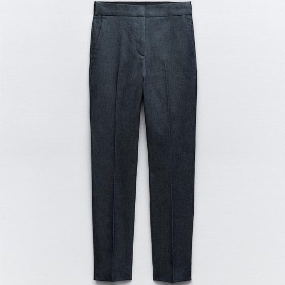 Zara Jogger Waist Pull On Indigo Blue Ankle Slim Pant Women's - MEDIUM
